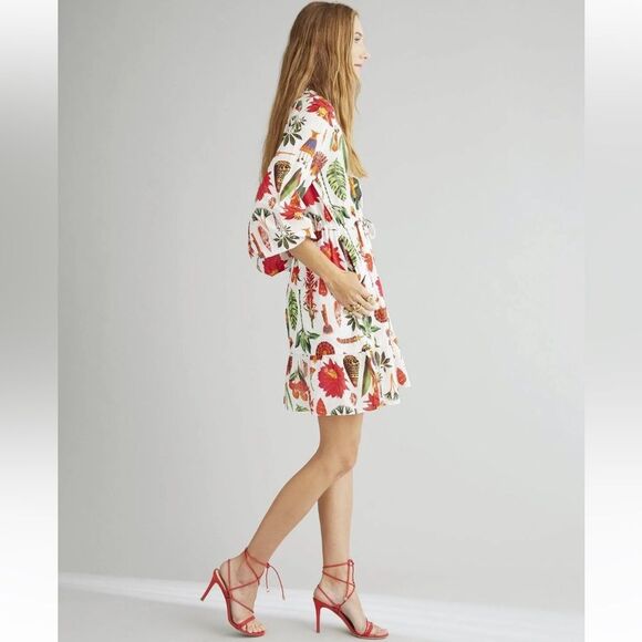 Figue Shaina Botanical Beach 100% Cotton Summer Shirtdress M - Picture 5 of 12